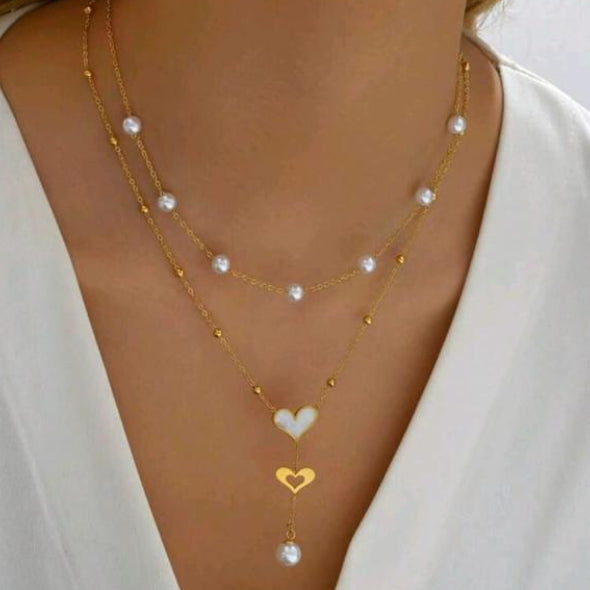 Collar doble con perlas