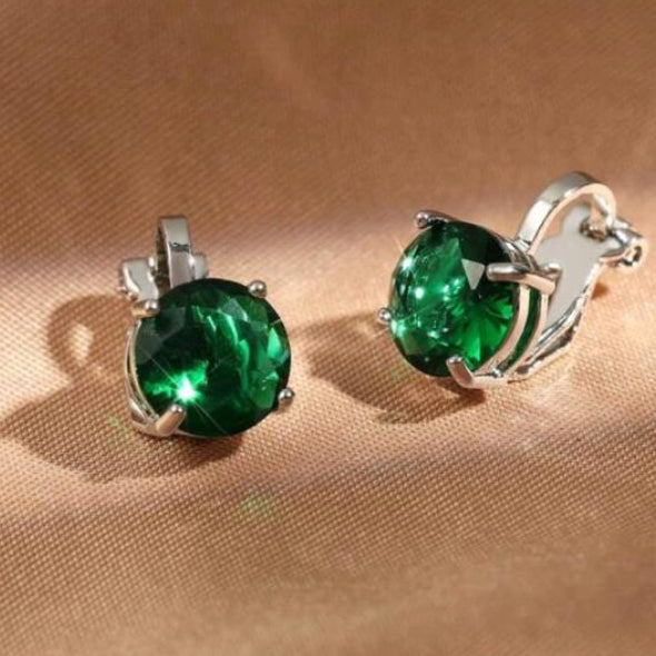 Aretes con circón verde